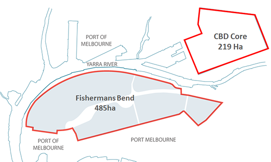 Fishermans Bend Fishermans Bend   FB Location Comparison CBD 